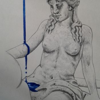 Drawing titled "Silenzio in blu - S…" by Papier Ma, Original Artwork, Pencil