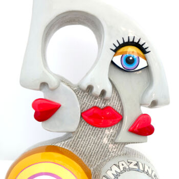 Sculpture intitulée "Eyes of the soul" par Marilene Salles, Œuvre d'art originale, Argile