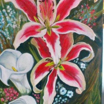 Schilderij getiteld "flores naurales" door Marilo, Origineel Kunstwerk, Olie