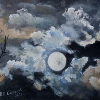 Painting titled "NOCHE DE NUBES" by Marilo, Original Artwork, Oil