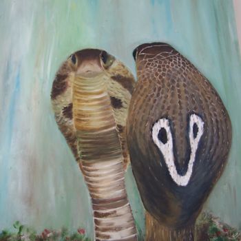 Painting titled "cobra" by Marilyn Bourgois, Original Artwork