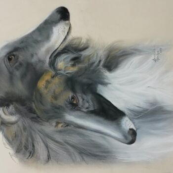 Painting titled "barzoi" by Marilyn Bourgois, Original Artwork