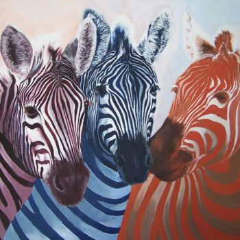 Peinture intitulée "zebre" par Marilyn Bourgois, Œuvre d'art originale, Autre