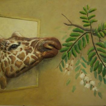 Peinture intitulée "ma girafe" par Marilyn Bourgois, Œuvre d'art originale