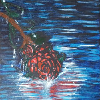 Painting titled "Tableau la rose" by Marilyn, Original Artwork, Acrylic