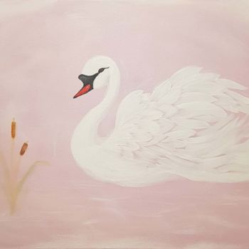 Painting titled "Tableau cygne" by Marilyn, Original Artwork, Acrylic