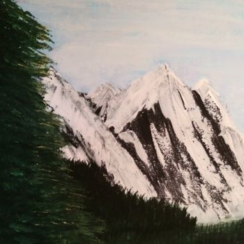 Peinture intitulée "Montagnes enneigées" par Mjoly, Œuvre d'art originale, Acrylique