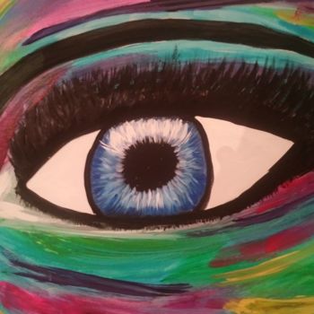 Painting titled "Oeil coloré" by Mjoly, Original Artwork, Acrylic