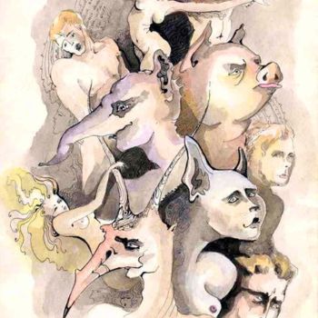 Dibujo titulada "El baile sin máscar…" por Sophia Nuna, Obra de arte original, Otro