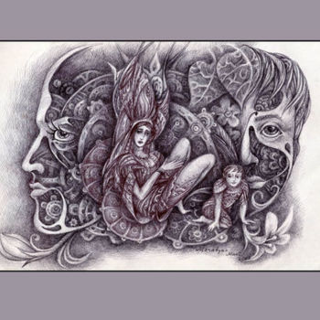 Dibujo titulada "El amor maternal" por Sophia Nuna, Obra de arte original, Otro