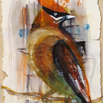 Dibujo titulada "Cardinal." por Marie Ruda, Obra de arte original, Acuarela