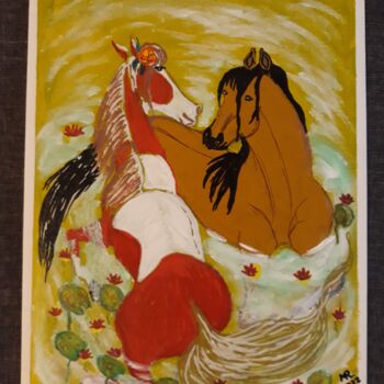 Ζωγραφική με τίτλο "Love and horses." από Marie Ruda, Αυθεντικά έργα τέχνης, Ακρυλικό