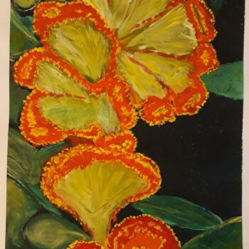 Pintura titulada "Celosia cristata." por Marie Ruda, Obra de arte original, Acrílico