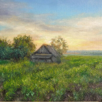 Painting titled "Lonely House" by Marina, Original Artwork, Oil