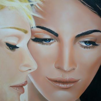 Painting titled "Amiche" by Marinart, Original Artwork, Oil