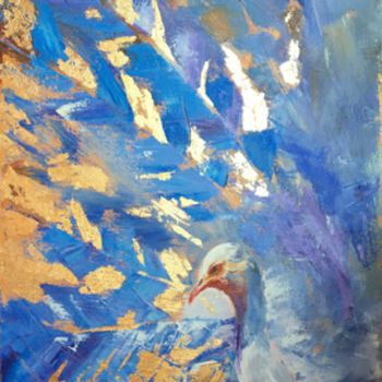 Картина под названием "Gold Peacock. Abstr…" - Marina Babintseva, Подлинное произведение искусства, Масло