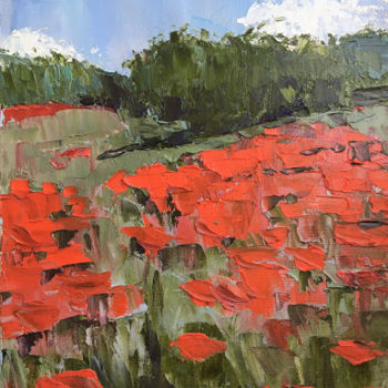 Pintura intitulada "Oil painting “Poppy…" por Marina Babintseva, Obras de arte originais, Óleo