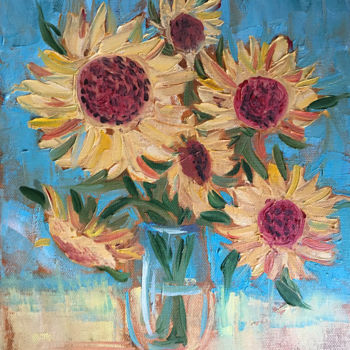 Peinture intitulée "Oil painting Sunflo…" par Marina Babintseva, Œuvre d'art originale, Huile
