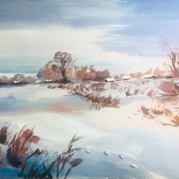 Pintura intitulada "winter in the villa…" por Marina Babintseva, Obras de arte originais, Têmpera