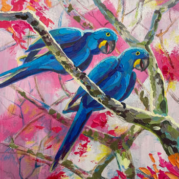 Pintura intitulada "Birds of Happiness" por Marina Beresneva, Obras de arte originais, Acrílico Montado em Armação em madeira