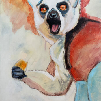 Peinture intitulée "Lemur" par Marina Beresneva, Œuvre d'art originale, Acrylique Monté sur Châssis en bois