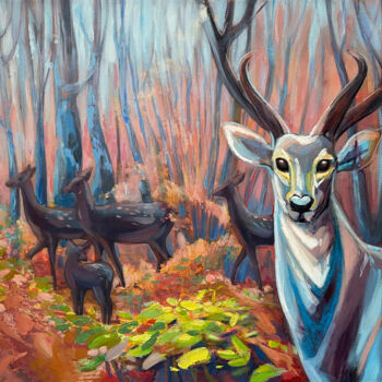 Malerei mit dem Titel "Forest Guardian" von Marina Beresneva, Original-Kunstwerk, Acryl Auf Keilrahmen aus Holz montiert