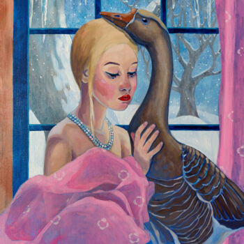 Painting titled "The Princess and th…" by Marina Beresneva, Original Artwork, Acrylic Mounted on Wood Stretcher frame