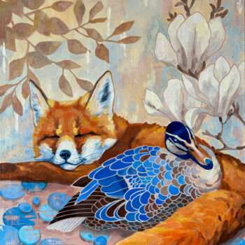 Pintura titulada "Dreams of a Duck" por Marina Beresneva, Obra de arte original, Acrílico Montado en Bastidor de camilla de…