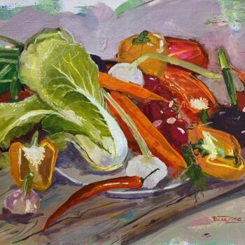 Painting titled "Delicious still life" by Marina Berezina, Original Artwork, Oil
