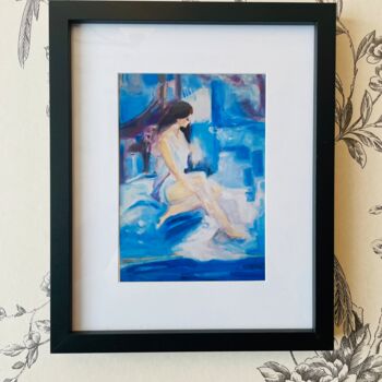 Digital Arts titled "Blue room" by Marina Black, Original Artwork, Oil Mounted on Cardboard