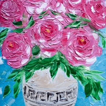 Ζωγραφική με τίτλο "Розы" από Marina Budnikova, Αυθεντικά έργα τέχνης, Λάδι
