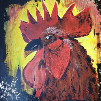 Painting titled "Le grand coq" by Marina Cluzel, Original Artwork, Acrylic