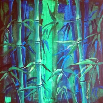 Painting titled "Bamboo" by Marina Diachkova, Original Artwork, Acrylic Mounted on Wood Stretcher frame
