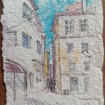 Painting titled "Street of Coimbra.…" by Marina Diachkova, Original Artwork, Watercolor