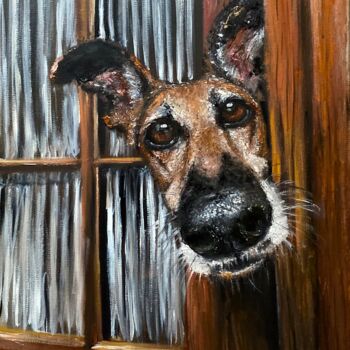 Картина под названием "Dog Jack" - Marina Gavrilova, Подлинное произведение искусства, Масло