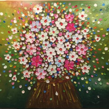 Pittura intitolato "Flower extravaganza" da Marina Gavrilova, Opera d'arte originale, Olio
