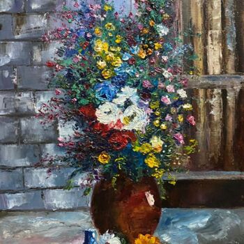 Malarstwo zatytułowany „Flower confetti” autorstwa Marina Gavrilova, Oryginalna praca, Olej