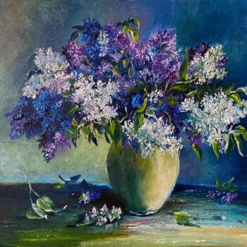 Painting titled "Lilac flowers Brigh…" by Marina Gavrilova, Original Artwork, Oil