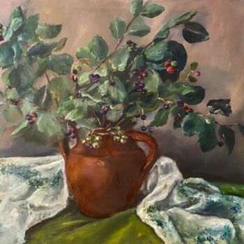Painting titled "Bouquet Summer Berr…" by Marina Gavrilova, Original Artwork, Oil