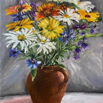 Painting titled "Wall Art Daisies Or…" by Marina Gavrilova, Original Artwork, Oil