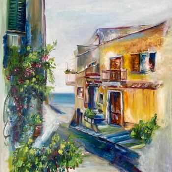 Painting titled "Old city,  road to…" by Marina Gavrilova, Original Artwork, Oil