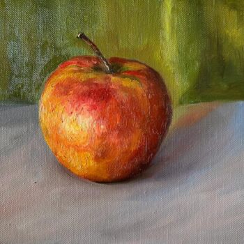 Painting titled "Red apple tasty app…" by Marina Gavrilova, Original Artwork, Oil