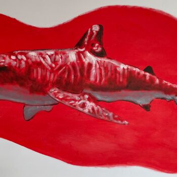 Ζωγραφική με τίτλο "Shark" από Kamarou, Αυθεντικά έργα τέχνης, Λάδι