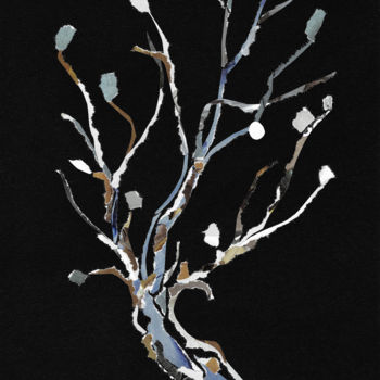 Collages intitulée "Blue tree" par Marina Geipel, Œuvre d'art originale, Collages