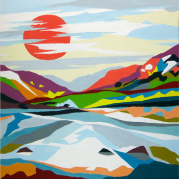 Ζωγραφική με τίτλο "Coloured mountains…" από Marina Geipel, Αυθεντικά έργα τέχνης, Ακρυλικό