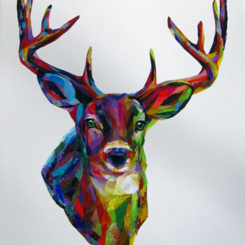 Painting titled "Deer" by Marina Geipel, Original Artwork, Acrylic