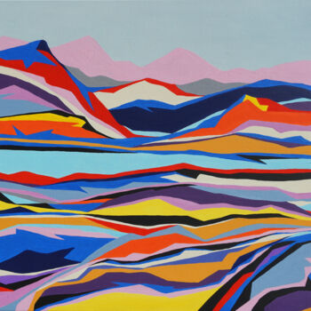 Painting titled "Pink mountains" by Marina Geipel, Original Artwork, Acrylic