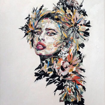 Malerei mit dem Titel "Flora Heidi" von Marina Geipel, Original-Kunstwerk, Collagen