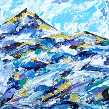 Painting titled "Blue snow" by Marina Geipel, Original Artwork, Acrylic Mounted on Wood Stretcher frame