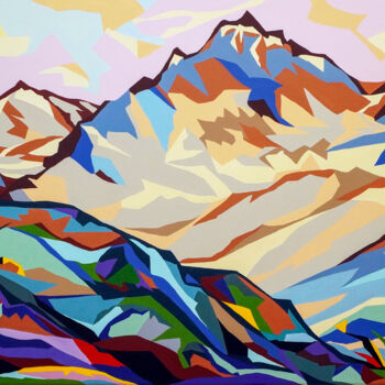 Painting titled "Coffee mountains" by Marina Geipel, Original Artwork, Acrylic Mounted on Wood Stretcher frame